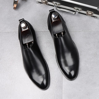 Sapatos De Couro De Camada Única Masculino Respirável Dedo Apontado Superfície Macia Sola Macia Sapatos Masculinos Casua