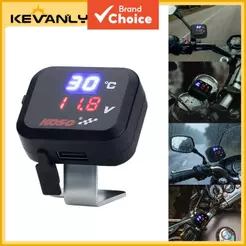 KEVANLY Carregador 3 em 1 para motocicleta com USB/voltímetro/medidor de temperatura