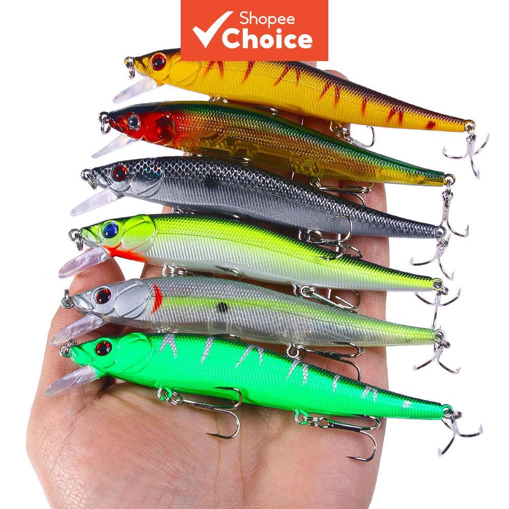 Hengjia 6Pcs Isca de Pesca 120mm/13.6g Minnow Crankbait Wobblers 3D Olhos Perca Isca Artificial Pike Carpa Isca