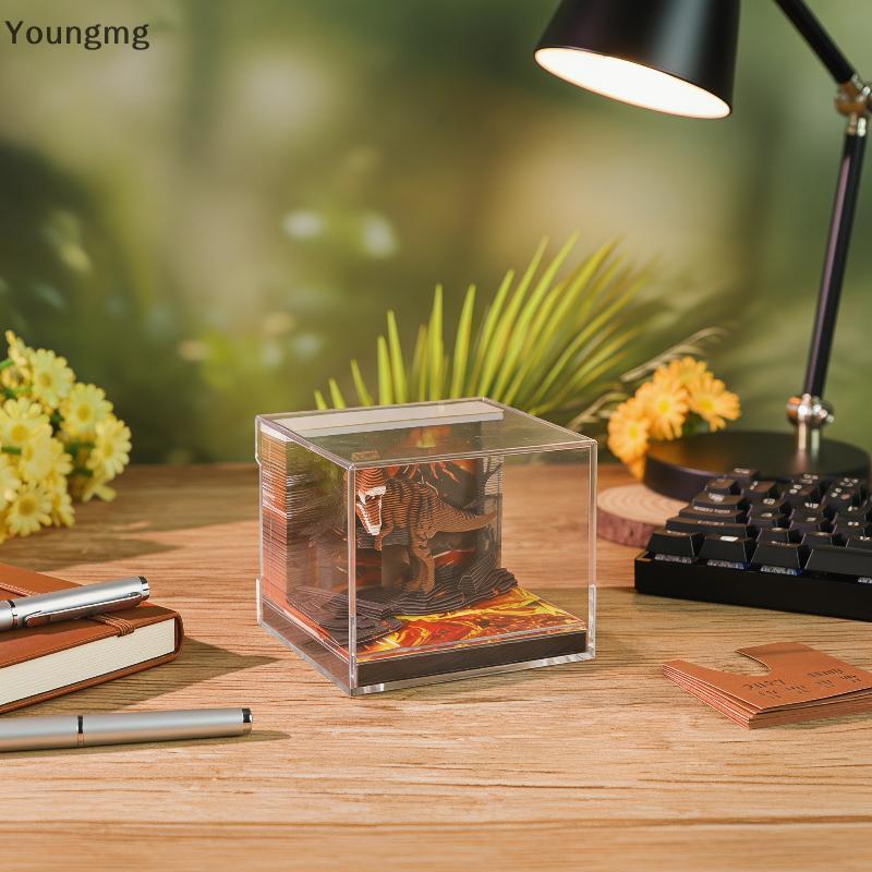 [Youngmg] Calendário De Peça De Tempo 2027 Mesa Com Luz LED Destacável 3D Escultura Em Papel Arte Bloco De Notas Present