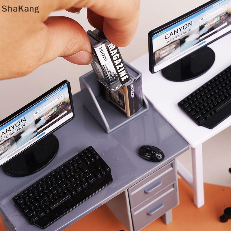 SKMY 1/12 Casa De Bonecas Em Miniatura Computador Mesa Cadeira Teclado Conjunto Decoração De Móveis Para SKK