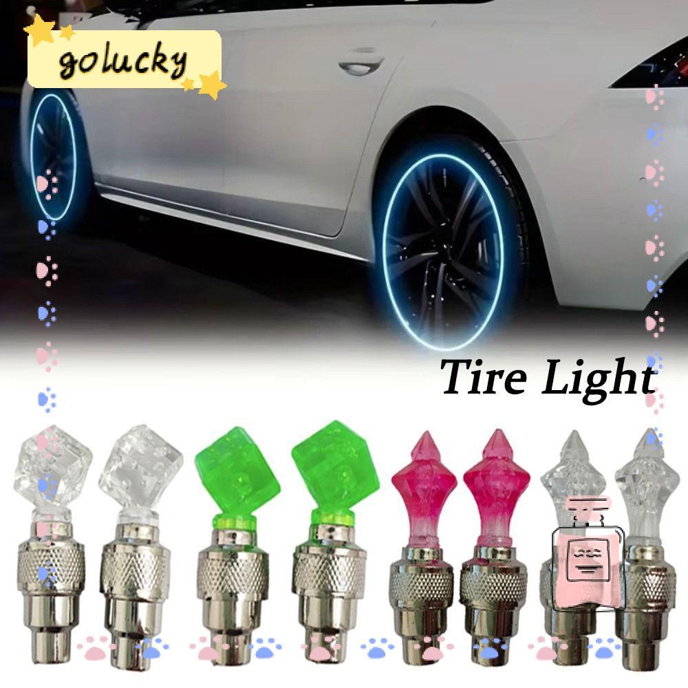 GOLUCKY 2 Pcs Luzes De Tampa De Válvula De Pneu , Luz De Flash À Prova D'água LED Roda De Bicicleta , Lâmpada De Néon Po