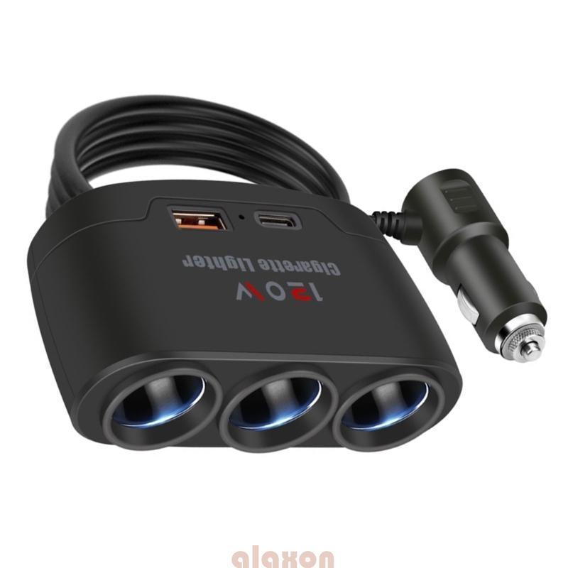 120W Divisor Isqueiro Carro PD + Tomada USB 12V 24V Plugue Carregamento Rápido Para DVR Dashcam Adaptador D