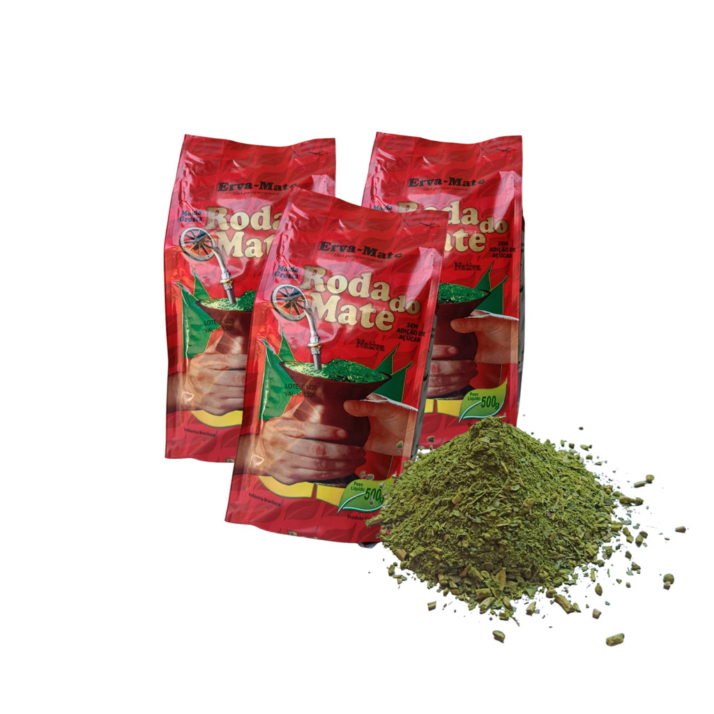 KIT3 Erva Mate Para Chimarrão Roda Do Mate (MOÍDA GROSSA) 1Kg e 500g