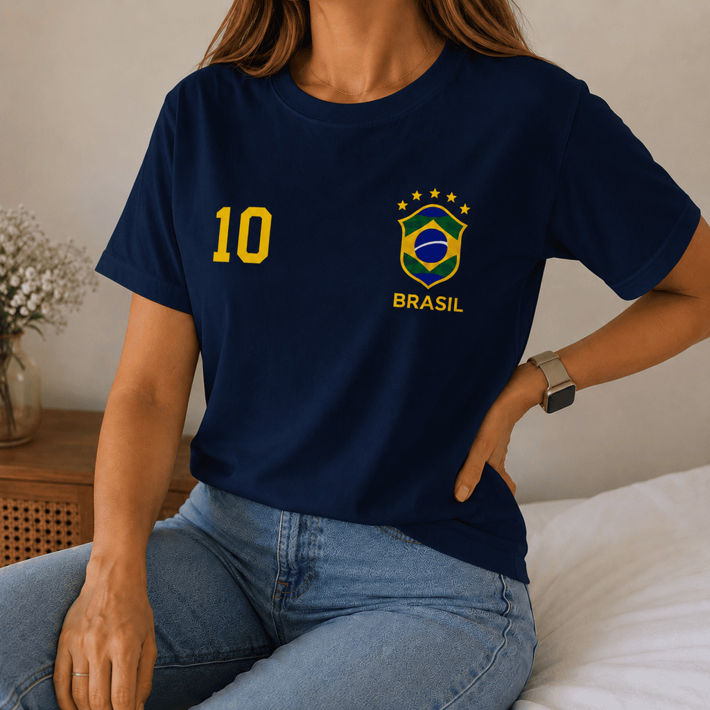 Camiseta Feminina Oversized Hexa Copa Camisa Manga Curta Jogo Futebol