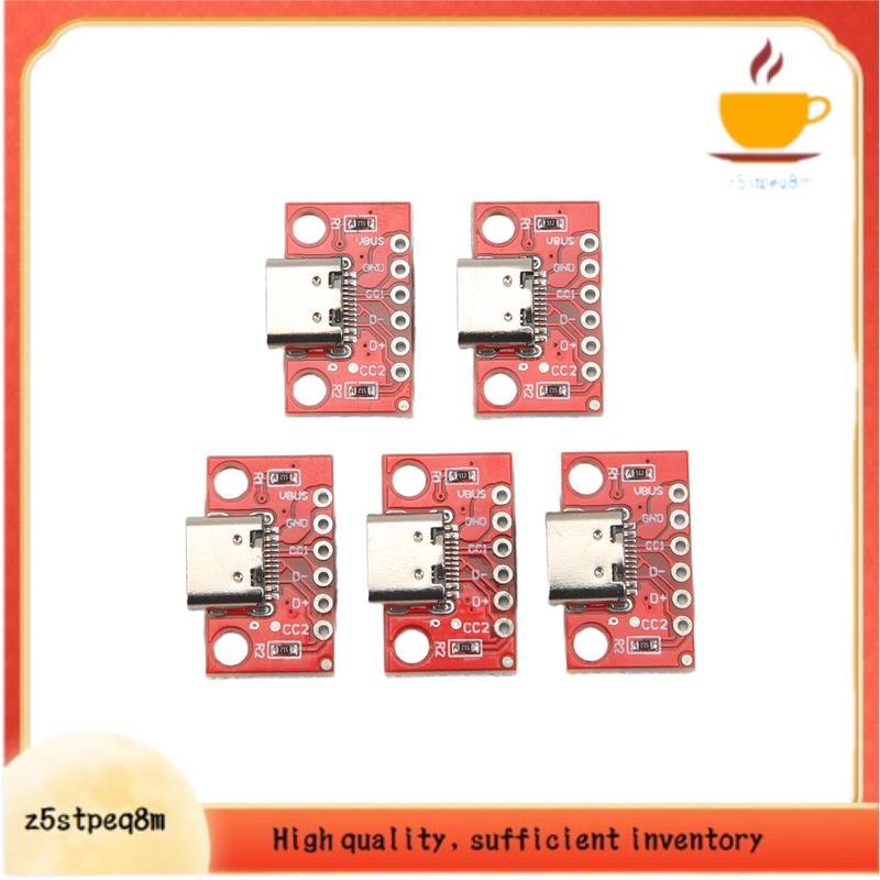 5 Pçs/Lote USB Tipo-C Breakout Board Serial Básico Conector Fêmea Placa Conversora PCB