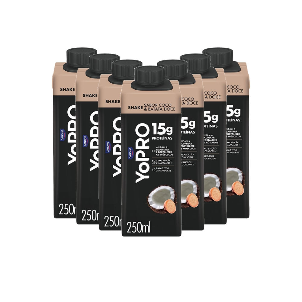 Kit 7 YoPRO Bebida Láctea UHT Coco com Batata-Doce 15g de proteínas 250ml