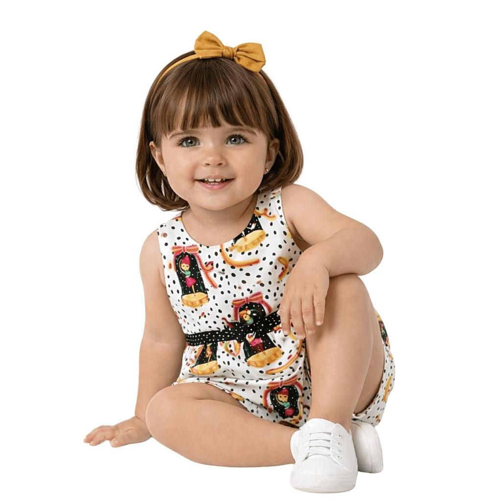 Macaquinho Infantil Menina Caixa De Música Alphabeto Branco