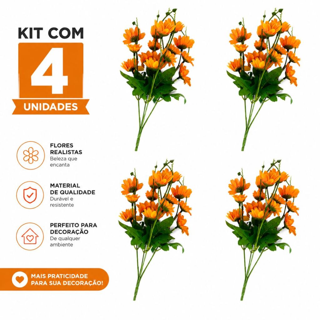 Kit 4 Buquê Flores Artificiais Para Decoração Girassol Artificial Decoração Festa Junina Decoracao
