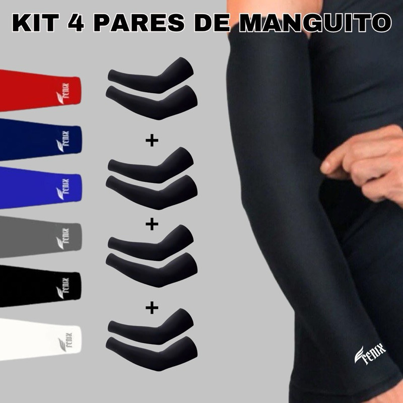 Kit 4 Pares de Manguito Proteção Solar Uv 50+ Mangas Segunda Pele Mangote Vôlei e Esportes