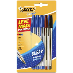Caneta esferográfica Cristal 1.0 Cores Clássicas com 10 unidades Bic