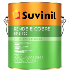 Tinta Acrílica Suvinil Rende Muito e Protege 3,6L Sem Cheiro Rendimento Pintura Uniforme Parede Teto
