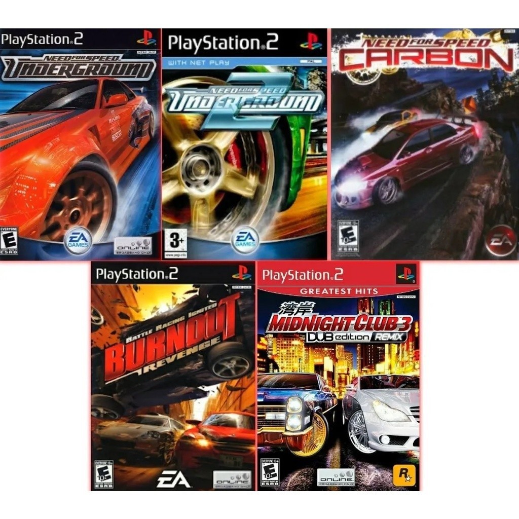 PS2 Need For Speed Burnout Midnight club 3 (5 DVDS) Jogos PS2 PLAY 2