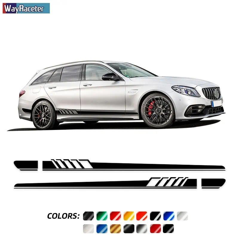 2 Peças Edição 1 Listras Laterais Saia Adesivo Para Mercedes Benz Classe C W205 C63 AMG C43 C180 C220 C250 C205 A205 S20