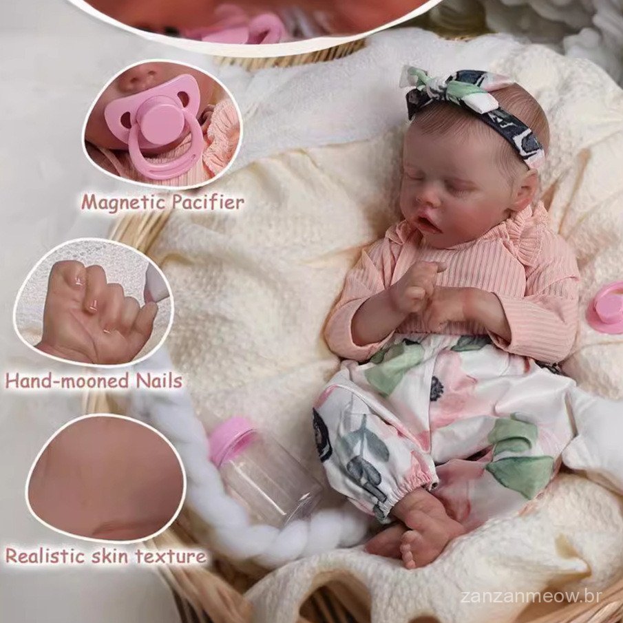 Boneca Reborn de 18 polegadas, Boneca Bebê Realista de Borracha Macia, Gêmeos, Brinquedo de Bebê Recém-Nascido Realista