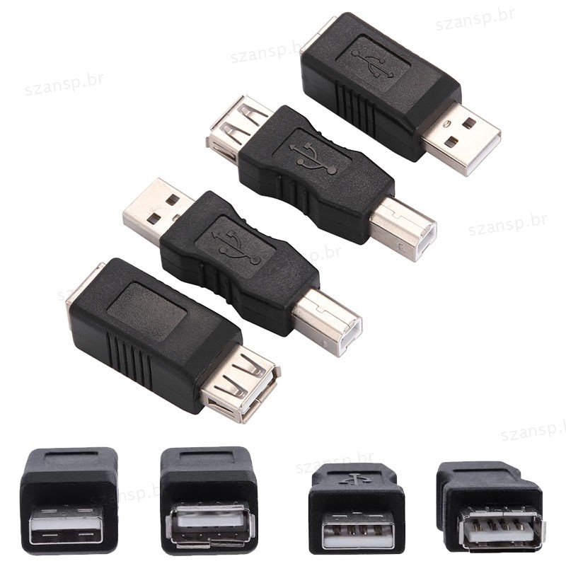 Adaptador Eletrônico USB 2.0 Tipo A Fêmea Para B Macho De Impressora Conversor Conector Plug BRA1