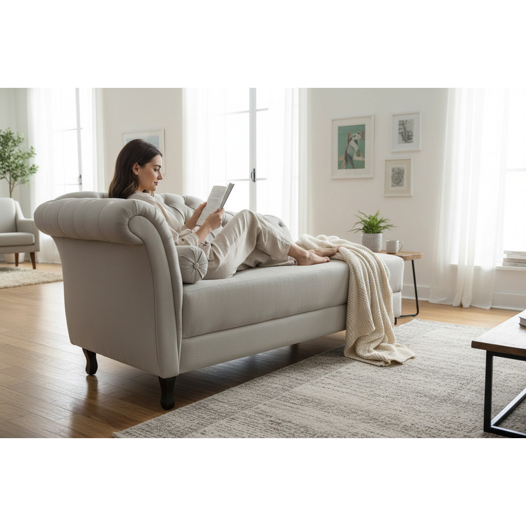 Recamier Decorativo Divã Styllus Lado Direito Bouclé