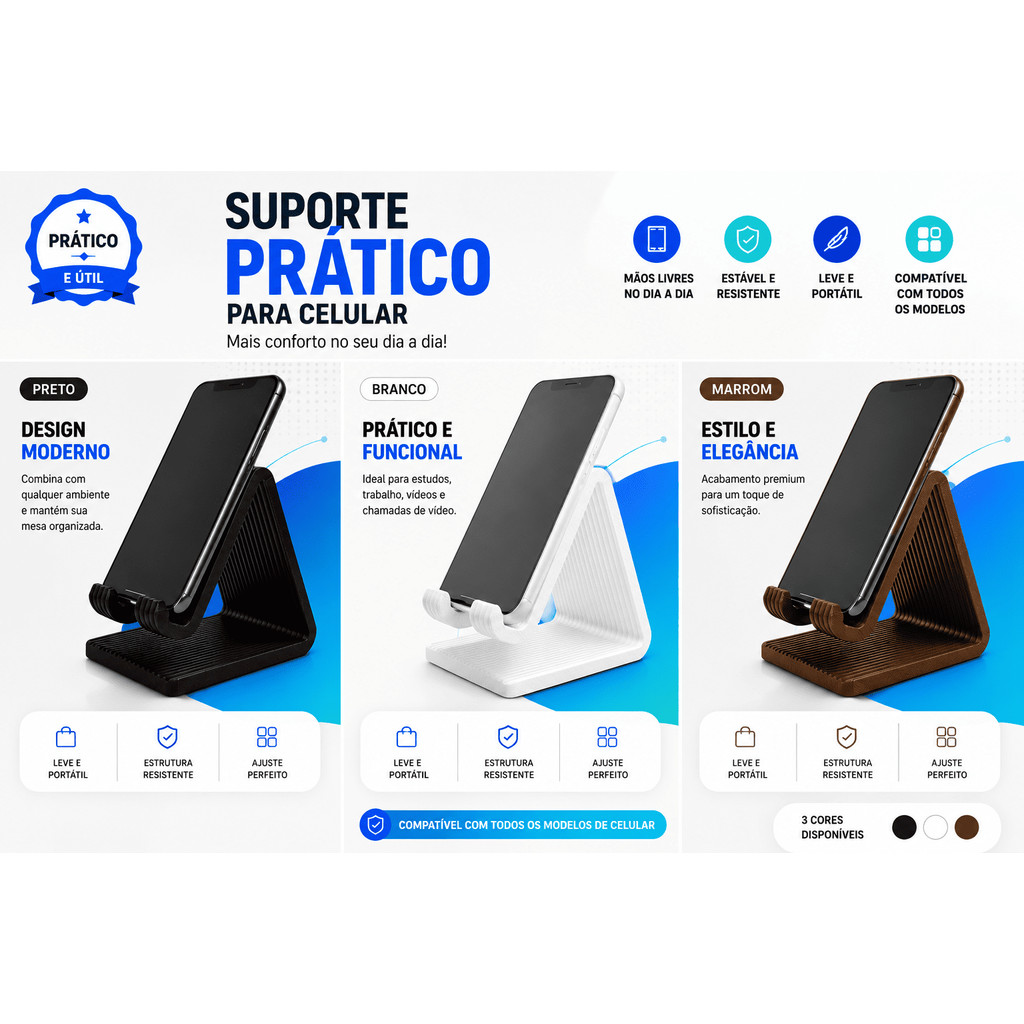 Suporte Para Celular Mesa Universal Apoio Para Smartphone Ideal Para Vídeos Reuniões E Leitura
