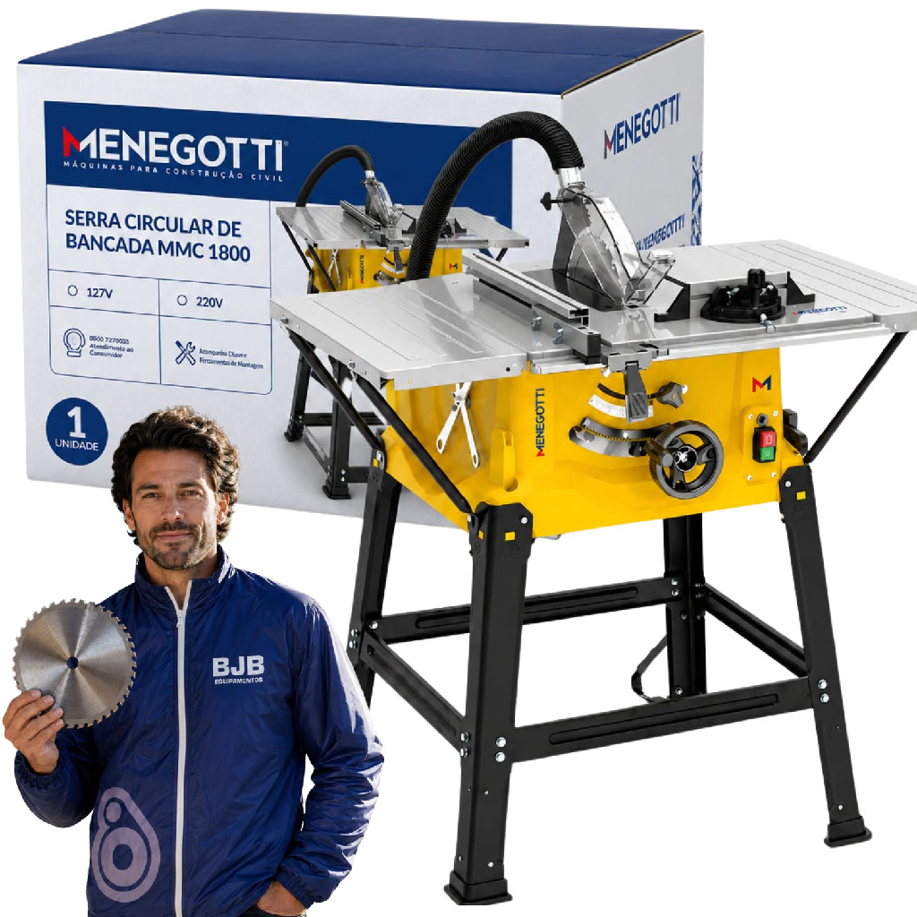 Serra Circular de Bancada MMC-1800 Com Motor Mono 220V 60HZ 1800W C/Disco de Corte