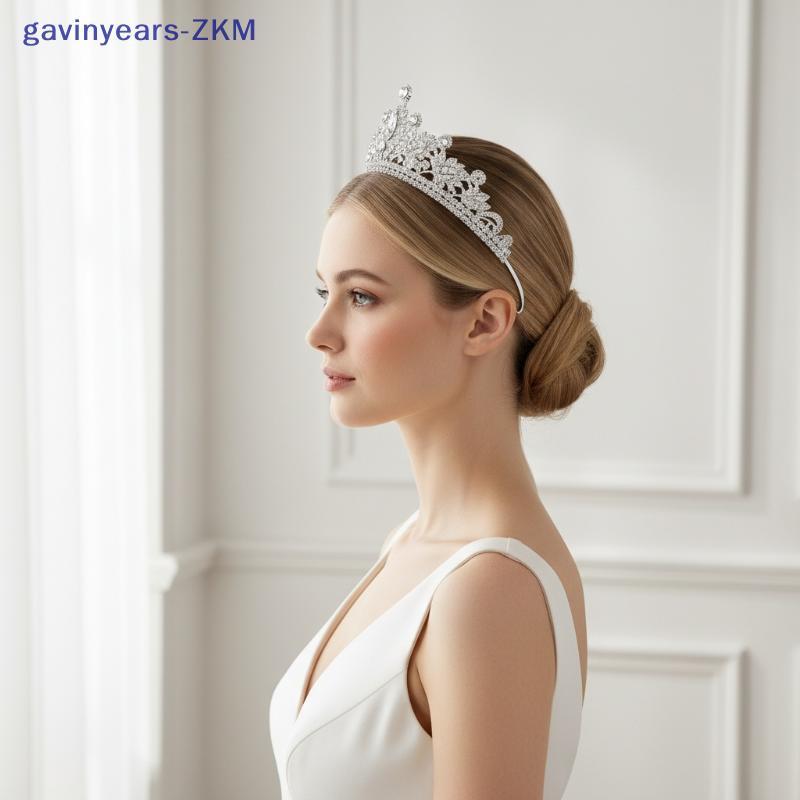 [gavinyears] Tiara De Cabelo De Casamento Cristal Noiva Coroa Cor Prata Diadema Véu Tiaras Acessórios Headpieces Joias D