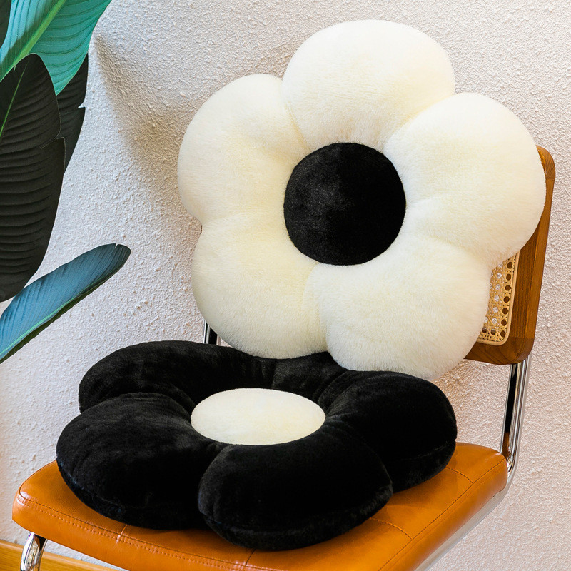 Vento preto branco coelho cabelo flor almofada escritório sofá cadeira estudante almofada Futon sol flor travesseiro