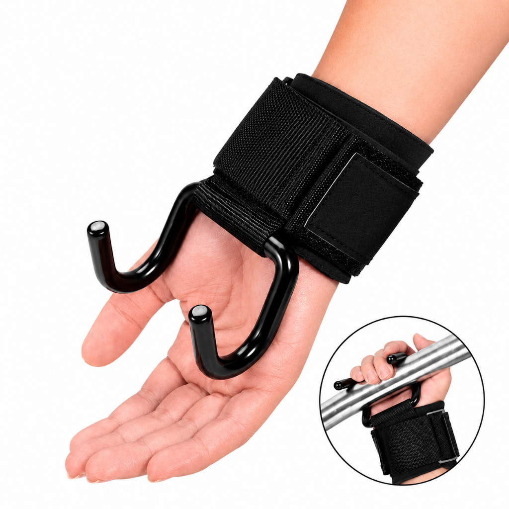 Luva Metal Treino Straps Gancho Musculação Crossfit Funciona munhequeira Academia