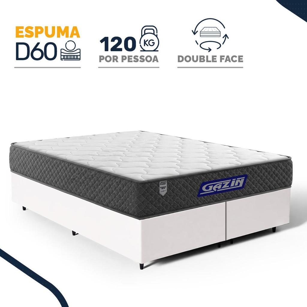 Cama Box com Colchão Gazin de Espuma D60 Double Face Force UP Queen 158cm