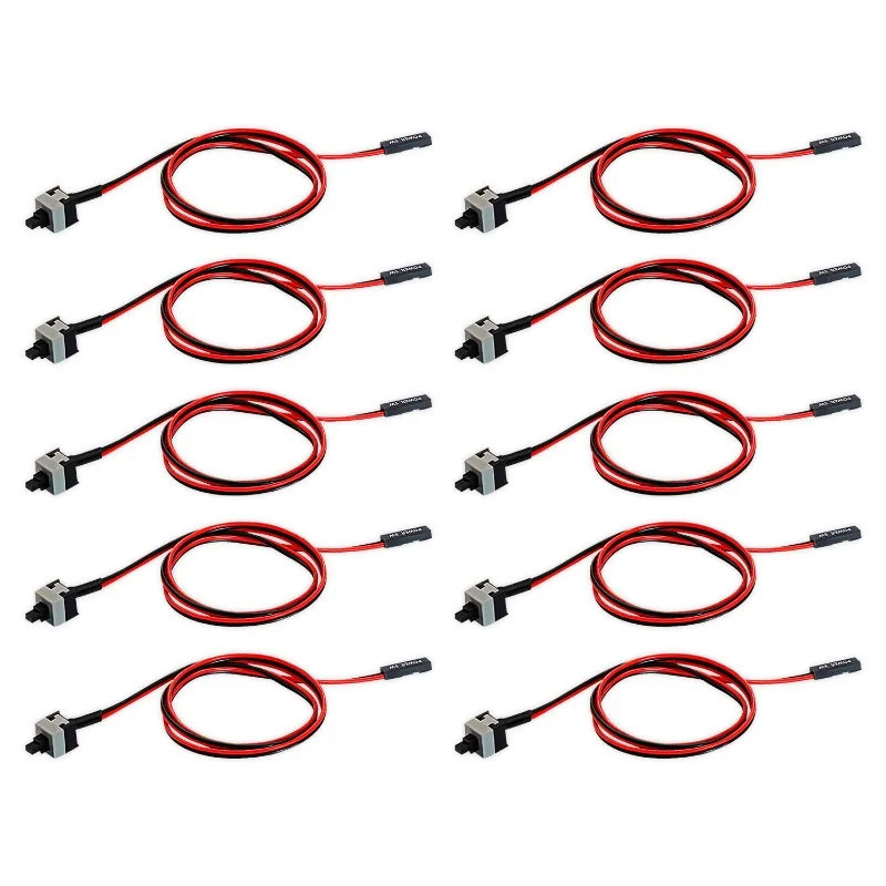 10 Pçs Botão Liga/Desliga Do Computador 2 Pinos Interruptor SW PC Desktop Cabo De Alimentação ATX Reinicialização 19.68