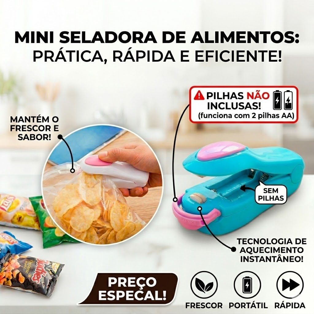Mini Seladora de embalagem portátil Prática para cozinha e fácil de usar