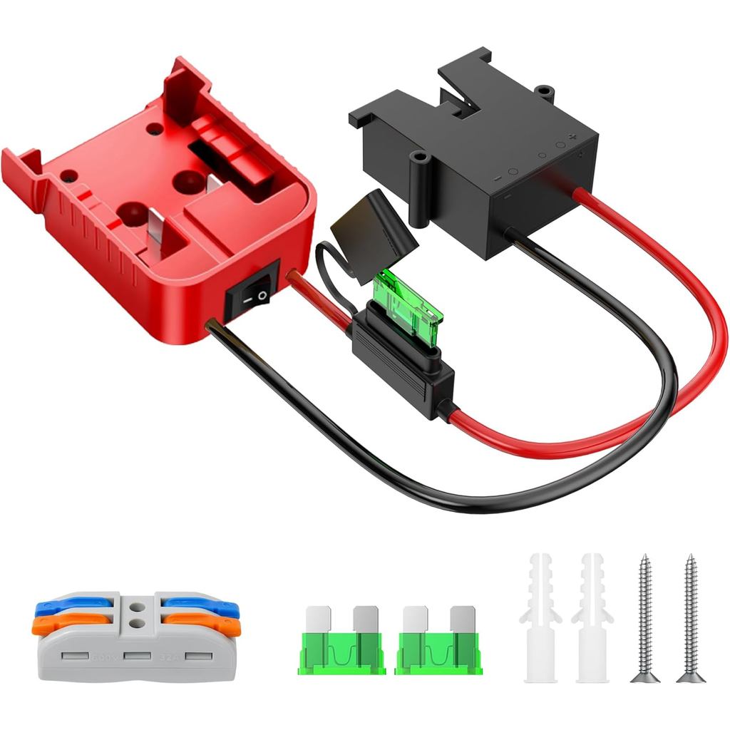 Adaptador Power Wheel para Bateria Milwaukee M18 18V, Kit Conversor de Bateria Power Wheel com Interruptor, Fusível, Ter