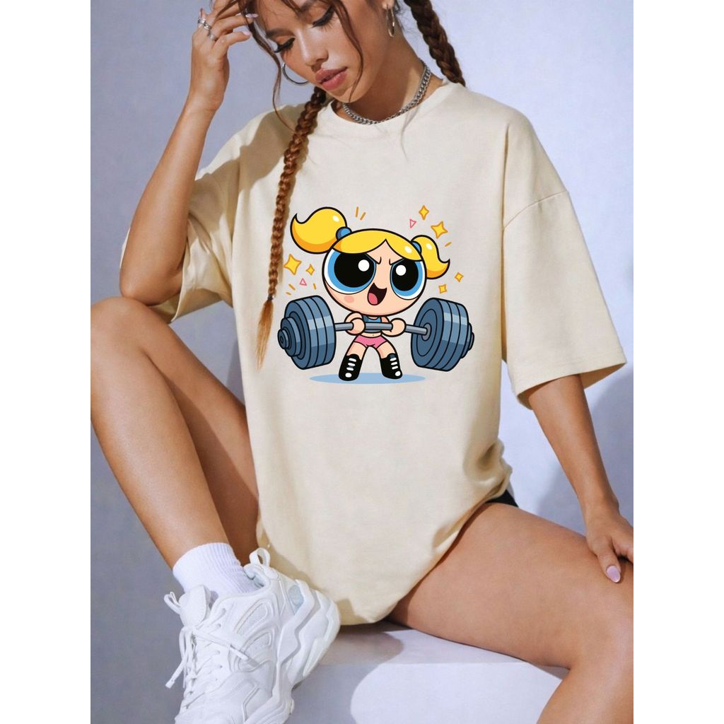 Camiseta Camisa Tshirt Feminina 100% Algodão Casual Meninas Super Poderosas Lindinha Fitness