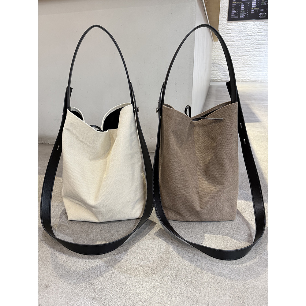 Bolsa balde de linho Natural de pele de carneiro feminina novo estilo estilo preguiçoso bolsa de lona jeans bolsa mensag