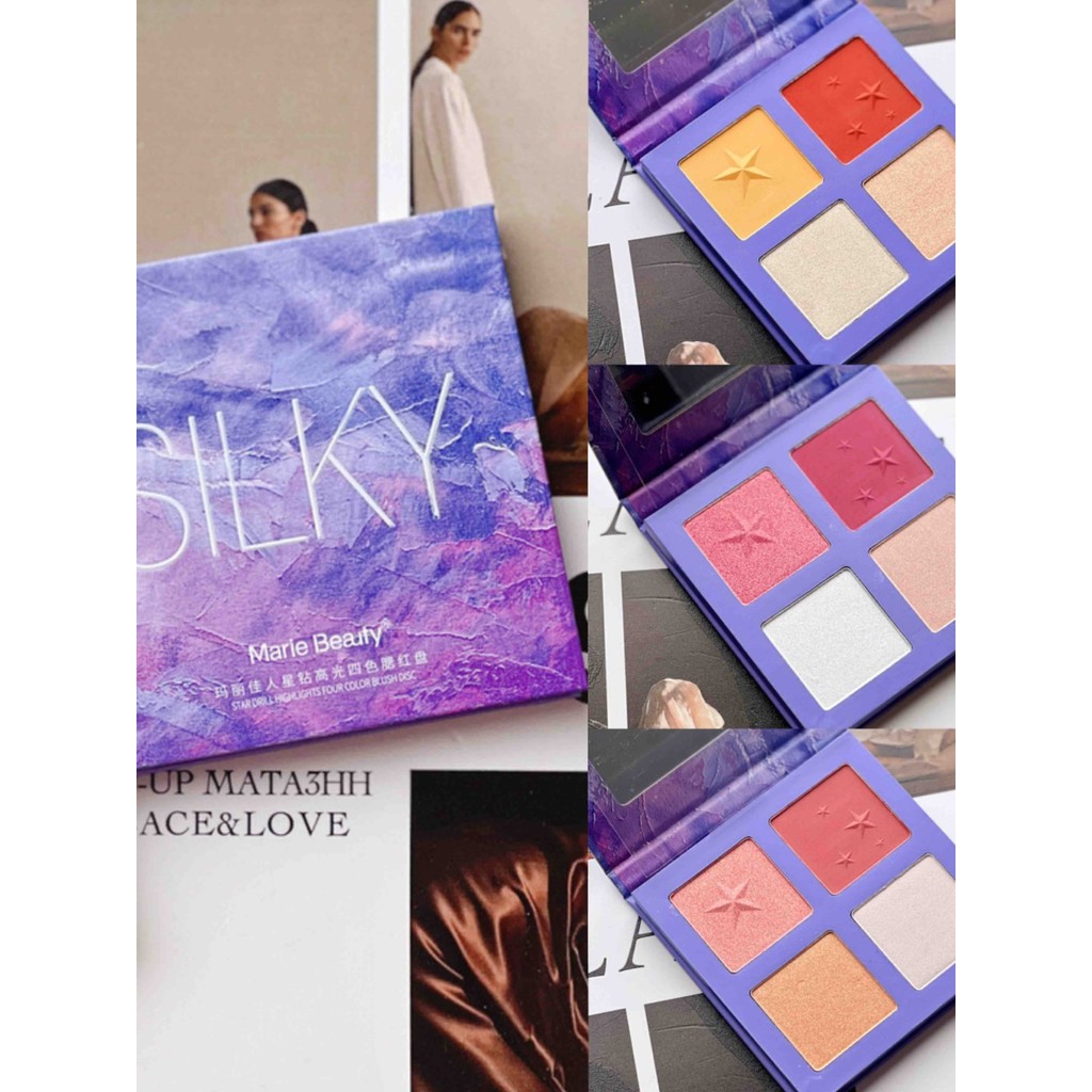 [Três frete grátis] Ótimo valor!Marcador de sombra Blush integrado!Paleta de maquiagem multifuncional Marie Beauty
