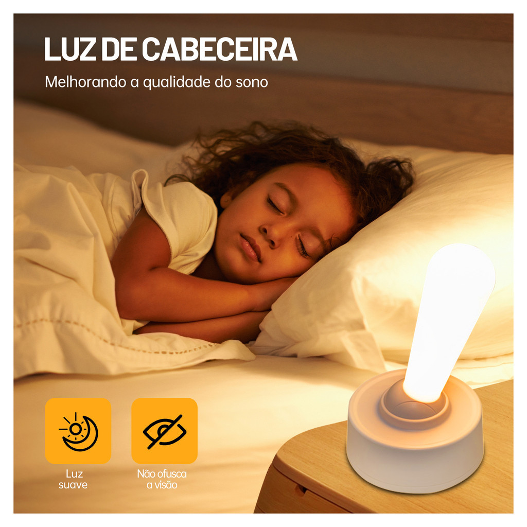 Luminaria Led Mesa E Parede Magnetica Abajur Quarto Cabeceira Recarregavel Sem Fio Envio Imediato Estoque No Brasil