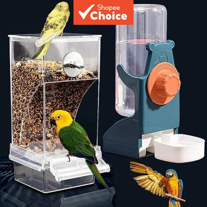 1 comedouro + 1 bebedouro, conjunto suspenso para pequenos animais de estimação, bebedouro automático para aves, sem