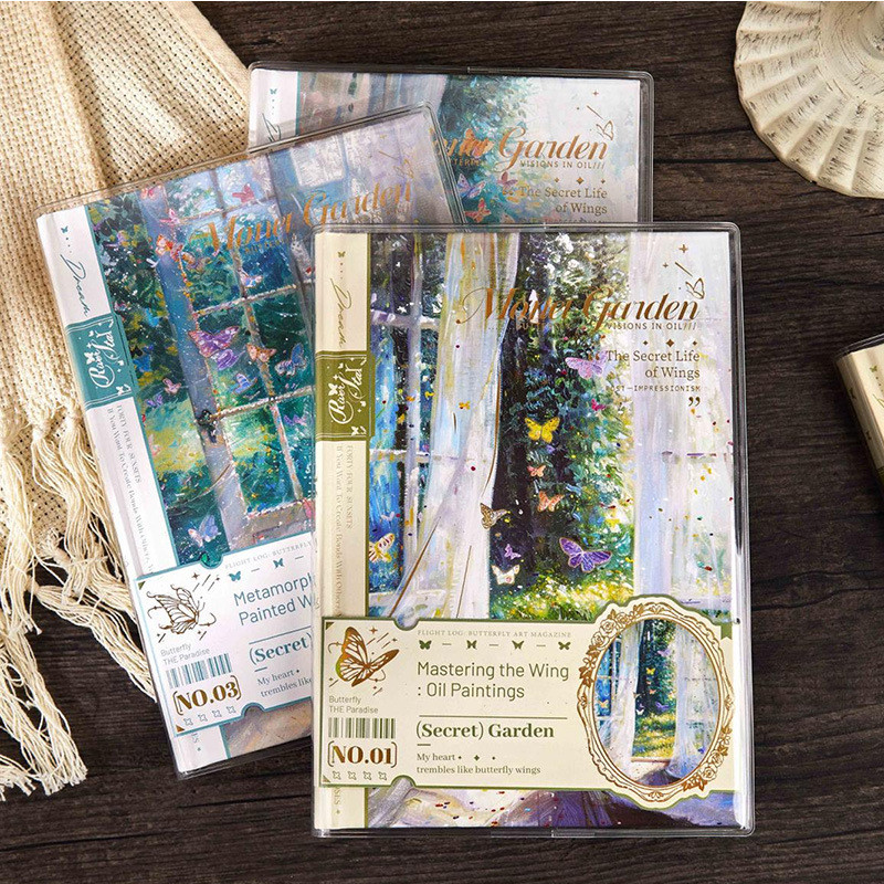 Conjunto de borracha de cristal captador Monet jardim série A5 arte estudante caderno página colorida manual bloco de no