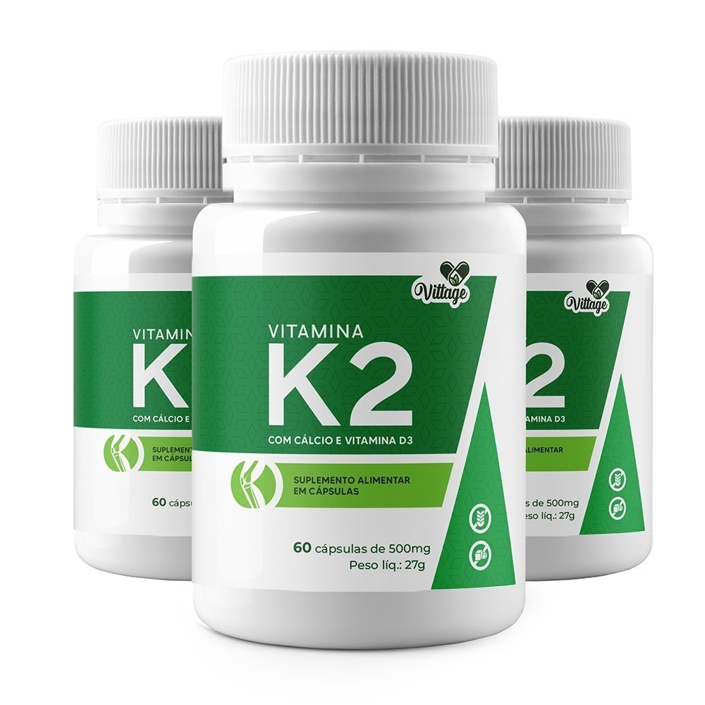 3X Vitamina K2 Mk7 Cálcio D3 Menaquinona-7 Envio Imediato