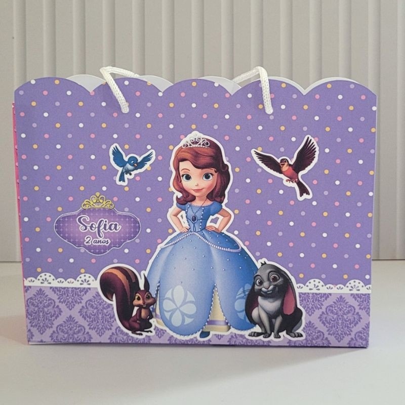 Sacolinha G Princesa Sofia Pegue Monte  Caixinha Lembrancinha Kit Festa Luxo Sacolinha Grande