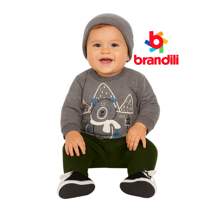 Conjunto Moletinho Moletom Infantil Menino Inverno Masculino Manga Longa Brandili - 55593