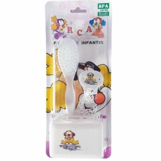 Kit Escova, Pente, Prendedor de Chupeta e Saboneteira CCA Bebê
