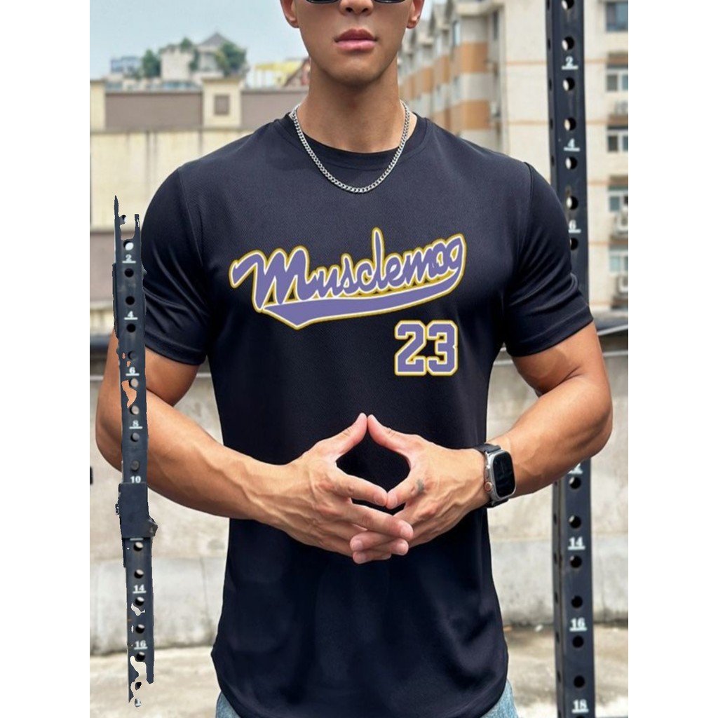 Americano verão muscular Fitness irmãos magro-ajuste Street Wear de manga curta masculino Streaming malha cor sólida cam