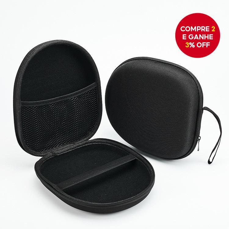  Universal Bolsa de Fone de Ouvido EVA Montável na Cabeça 21x19x6cm Portátil Anti-Queda à Pressão