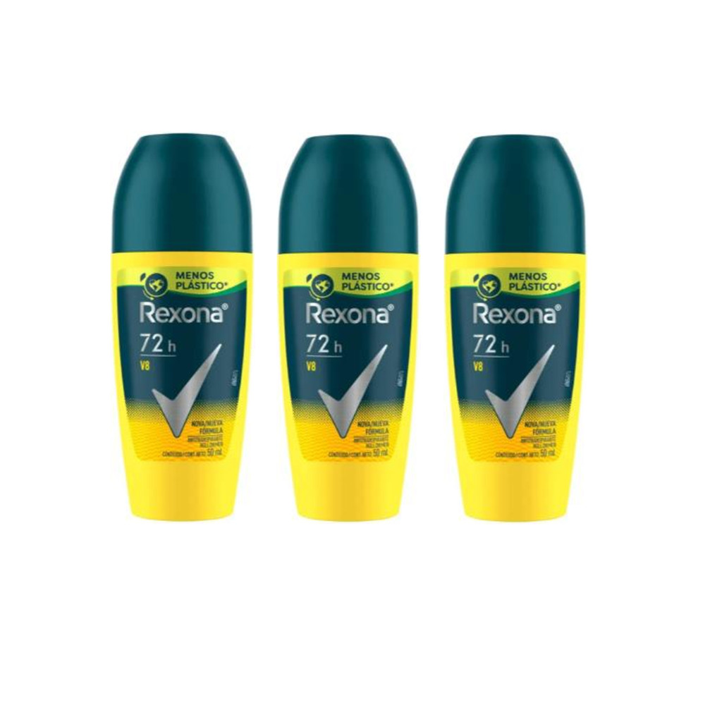 Kit 3 Desodorantes  Roll On Rexona V8 50ml cada