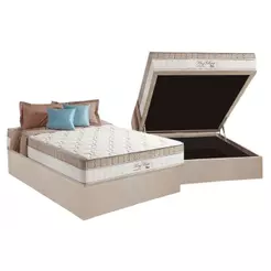 Conjunto Box Baú Casal: Colchão Molas Anjos Superlastic King Best + Base CRC Suede Clean(138x188)