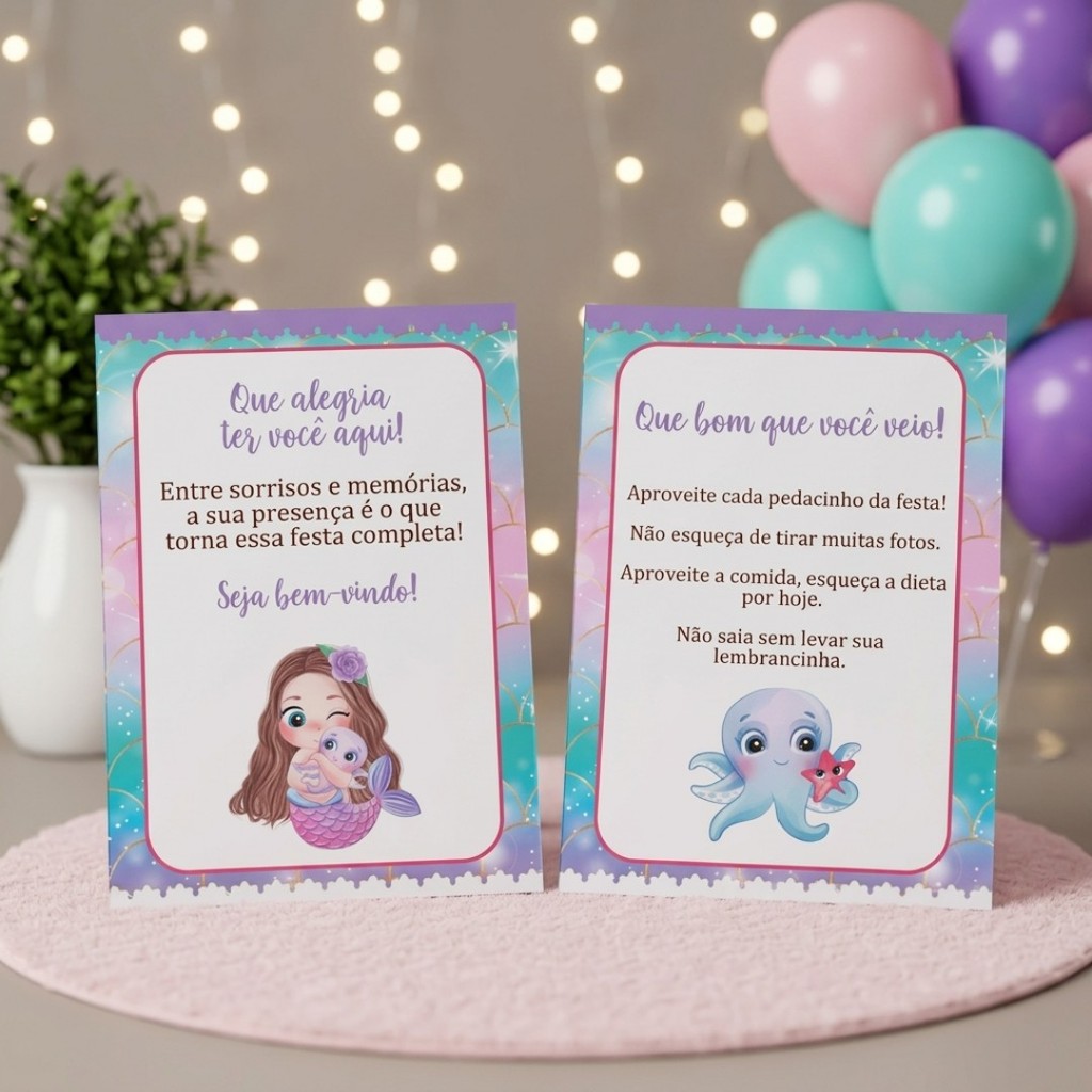 Plaquinhas de mesa Sereia - PRONTA ENTREGA - kit festa decoração mimos lembrancinhas aniversario personalizados