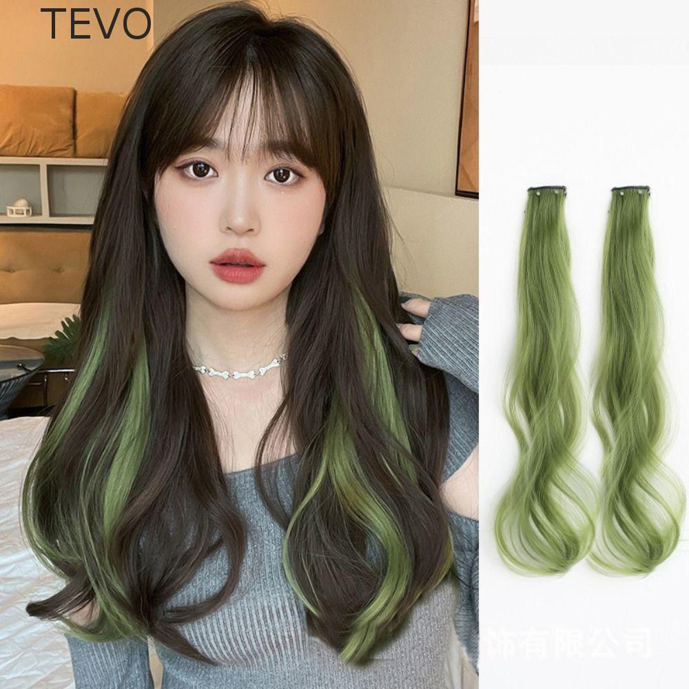 TEVO Peruca Longa Ondulada Invisível Meninas DIY Diário Fasion Arco-Íris Clipe Em Rosa Peça De Cabelo Colorido De Alta Q
