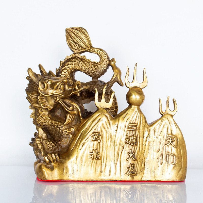 Ornamentos de cozinha de dragão à prova de fogo de latão puro em chifres do norte Qiangua Fire Sky Gate Dissolve haste-p