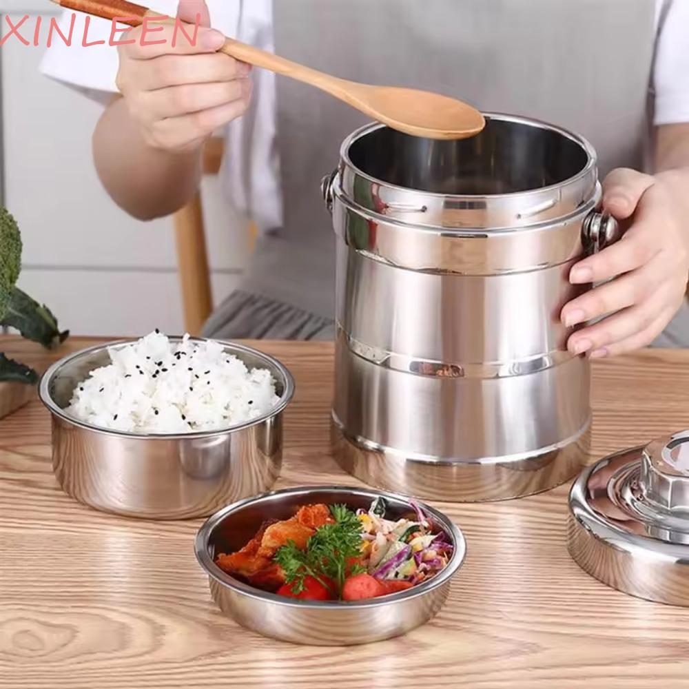 Lancheira Isolada XINLEEN , Recipiente Térmico Para Alimentos De Grande Capacidade E 3 Camadas , Pote Selado