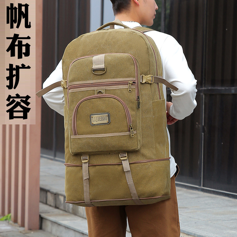 Mochila grande expandida, bolsa de lona esportiva masculina, bolsa de montanhismo, embalagem de viagem, bolsa de bagagem