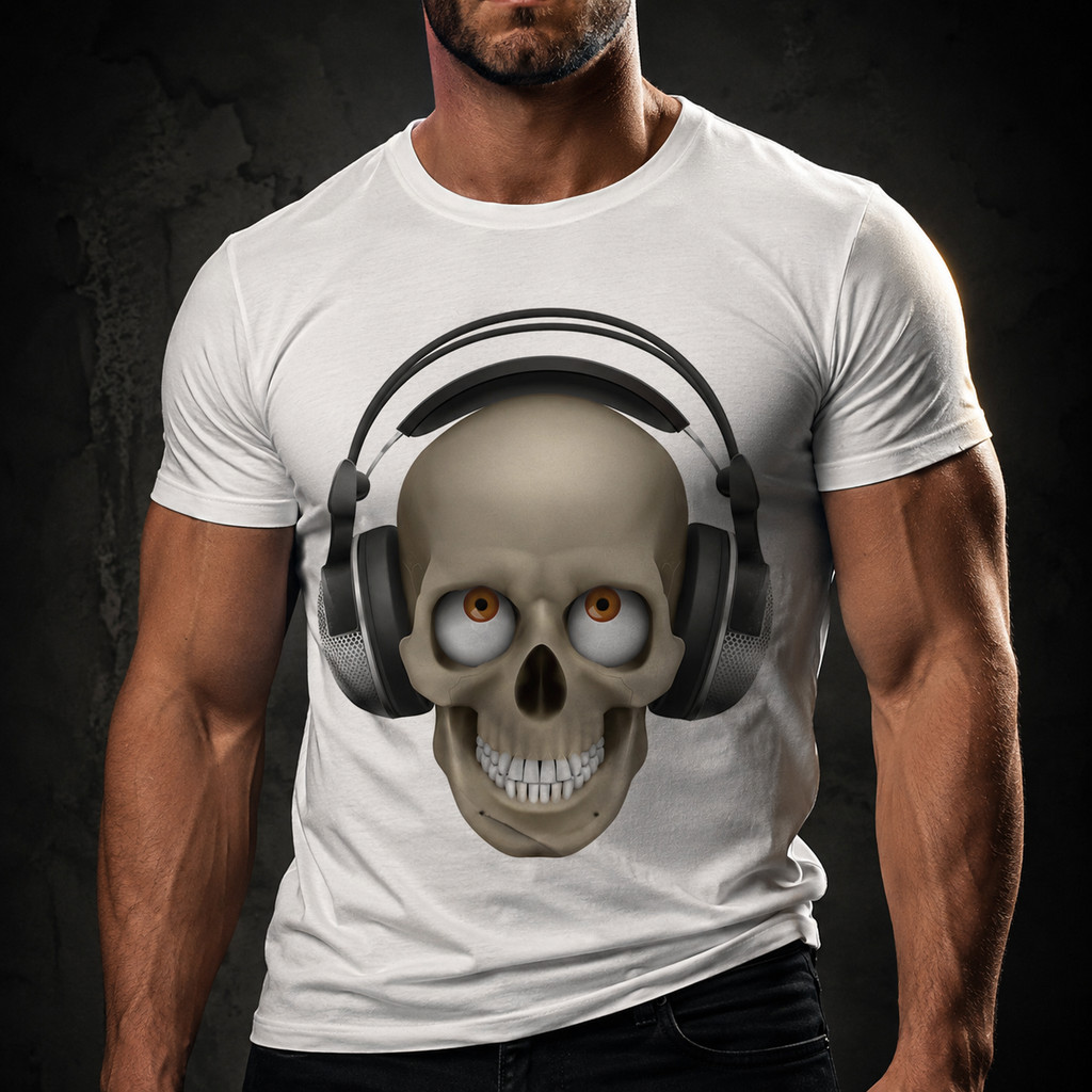 Camiseta Caveira Fone Música 100 A